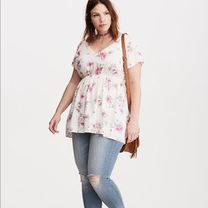 Torrid Floral Print Crossback Blouse